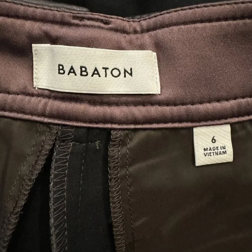Aritzia Babaton Coffee Bean Faux Leather Straight Leg Command Pant Trouser